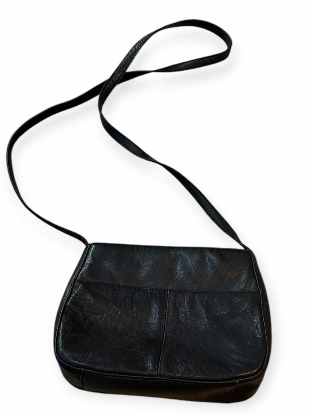 ROLFS Vintage Genuine Leather Crossbody Shoulder Bag Black